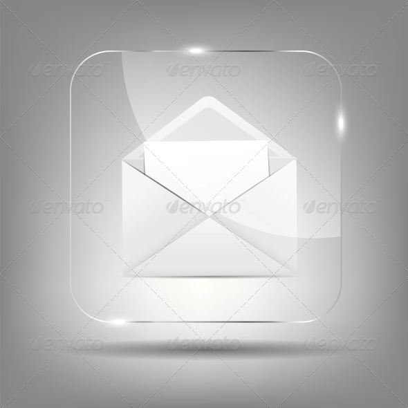 Mail Icon in Glass Button - Valentines Seasons/Holidays