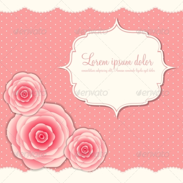Valentines Day Card with Rose Flowers - Valentines Seasons/Holidays