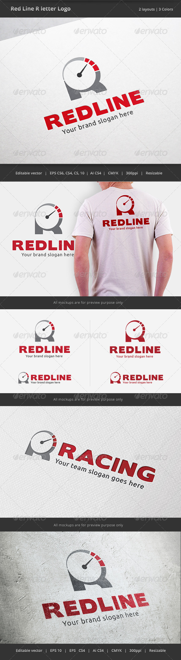 Red Line R Letter Logo - Letters Logo Templates