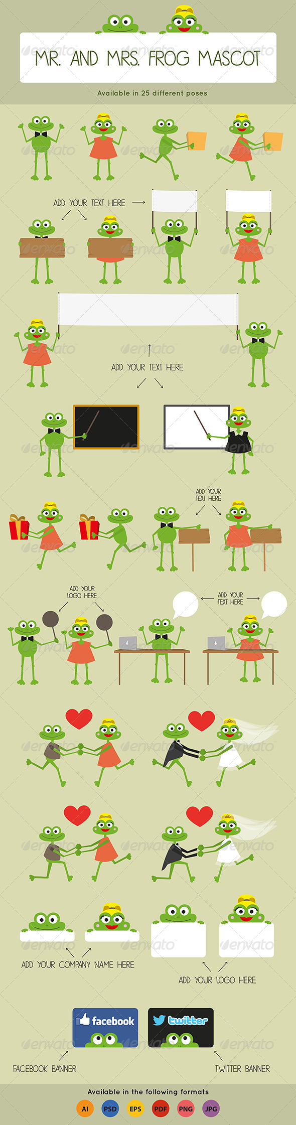 Mr and Mrs Frog Mascot - Animals Characters
