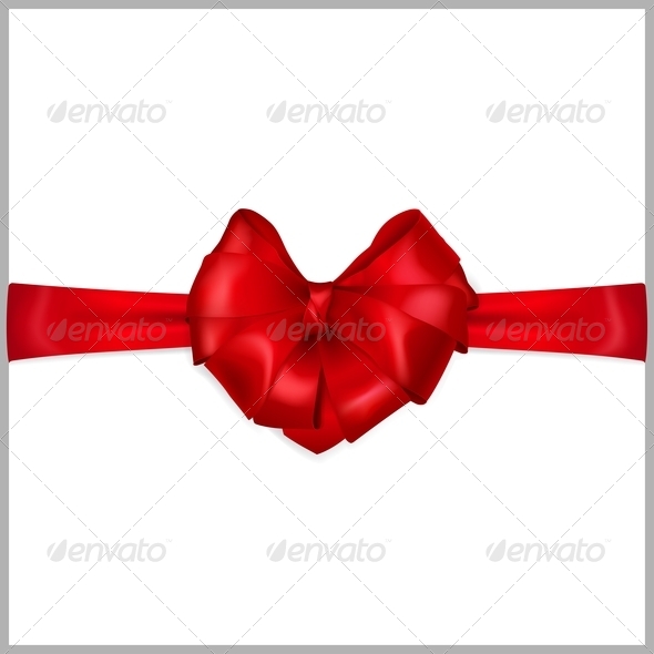 Red Bow Heart Shaped - Decorative Symbols Decorative