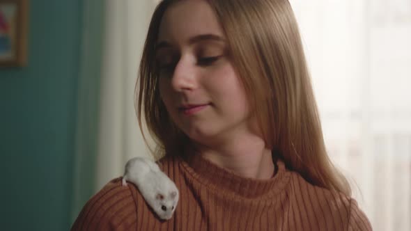 White Hamster Slid Down the Brown Sweater Girl