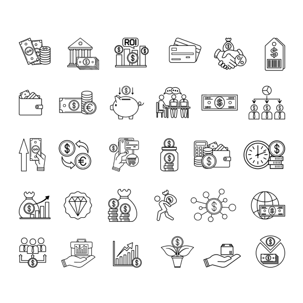 Line Dollar Icon Set