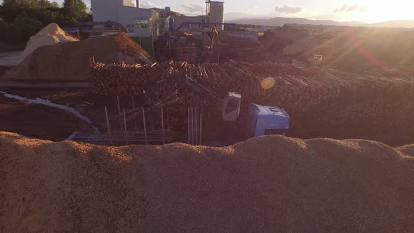 Forestry and logging operations taking place in the highlands of Scotland using large industrial mac alt