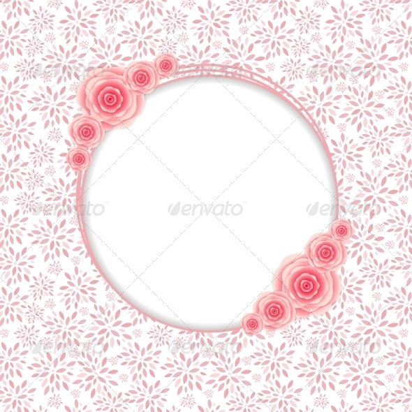 Frame with Rose Flowers Vector Illustration - Decorative Symbols Decorative