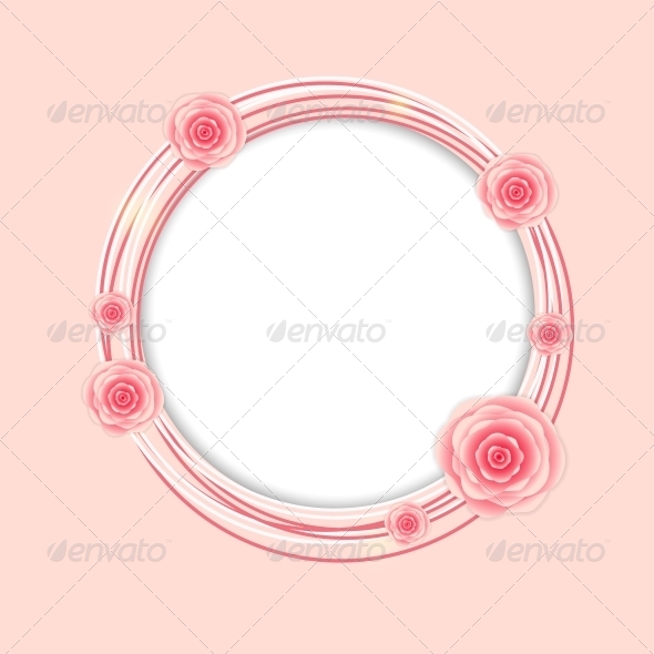 Frame with Rose Flowers Vector Illustration - Decorative Symbols Decorative