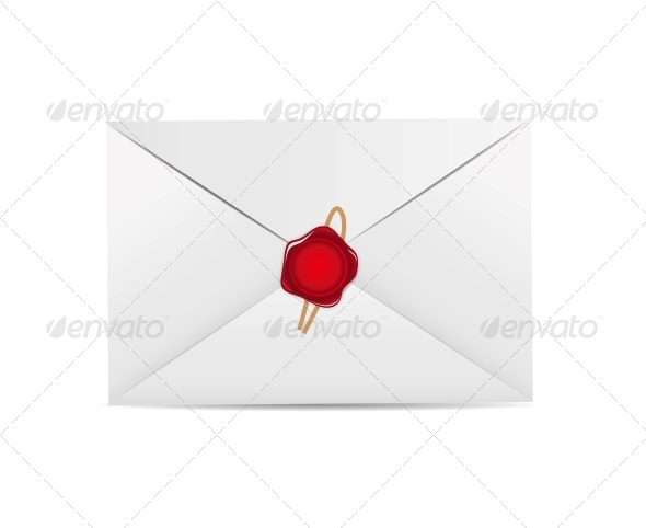 White Envelope Icon with Wax Seal Vector - Valentines Seasons/Holidays