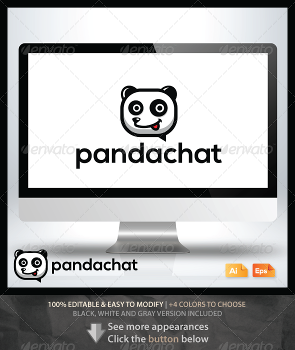 Panda Chat - Animals Logo Templates