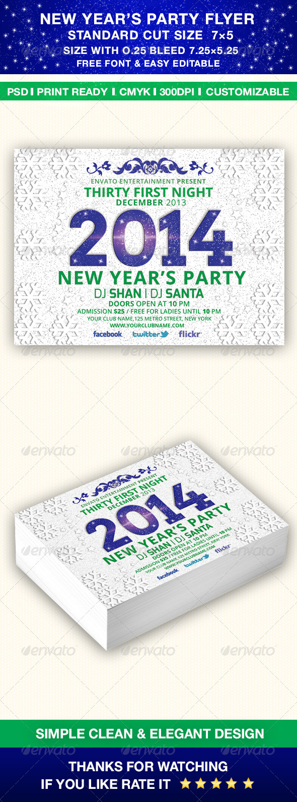 New Year's 2014 Party Flyer Template - Holidays Events