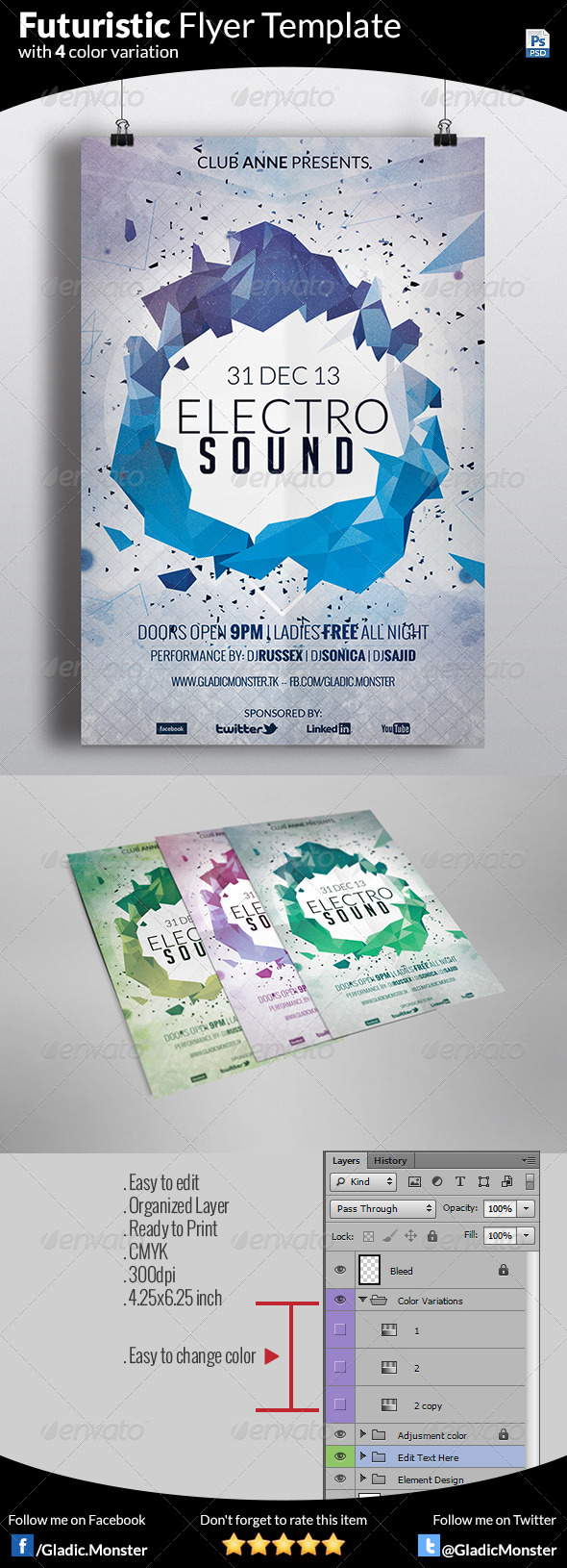 Minimal Futuristic Flyer Template - Clubs & Parties Events