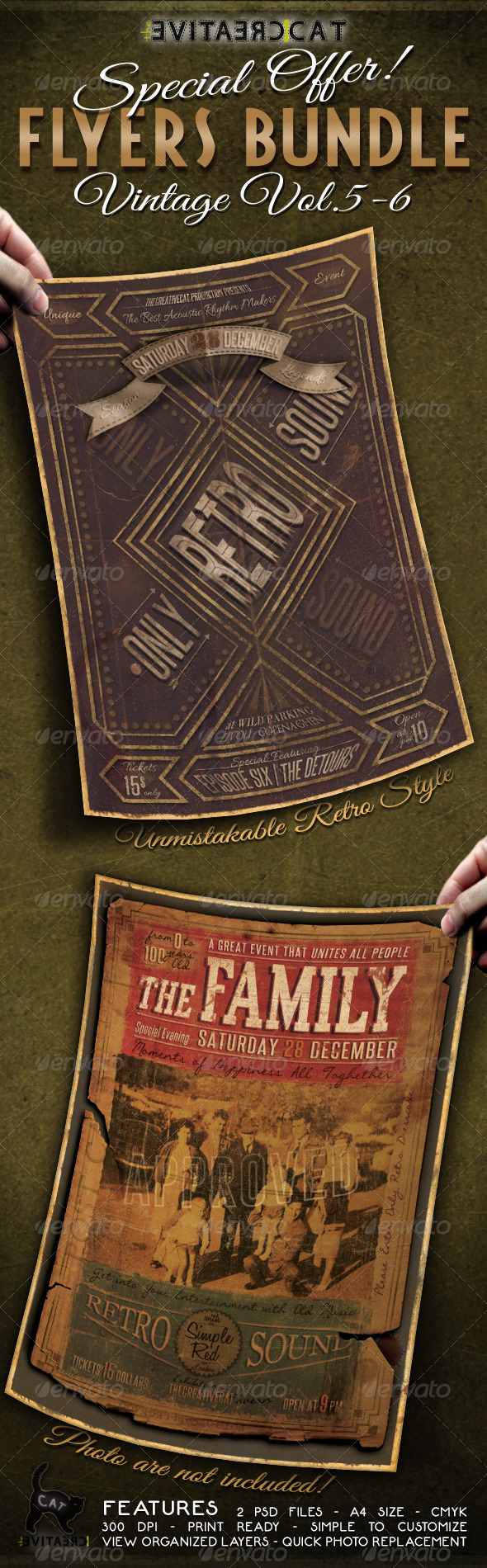 Vintage Flyer/Poster Bundle Vol. 5-6 - Events Flyers