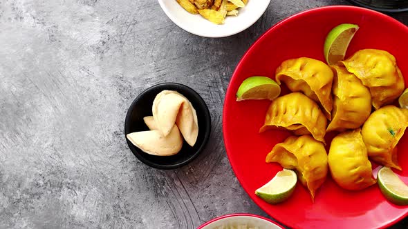 Chinese Food Set on Stone Table alt