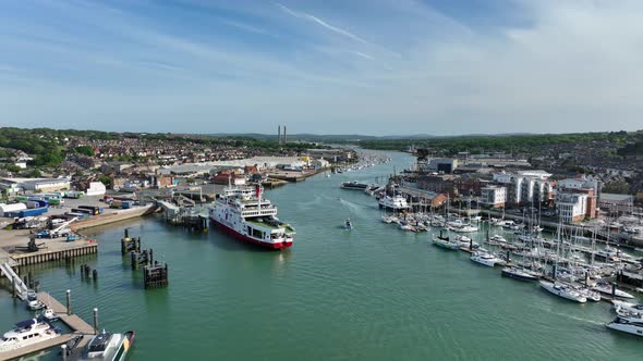 Cowes and East Cowes Town on the Isle of Wight Aerial View alt