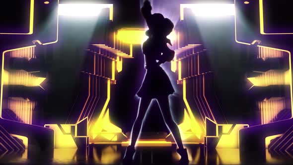 3D Animation Silhouette K Pop Dancer In Lighting Stage alt