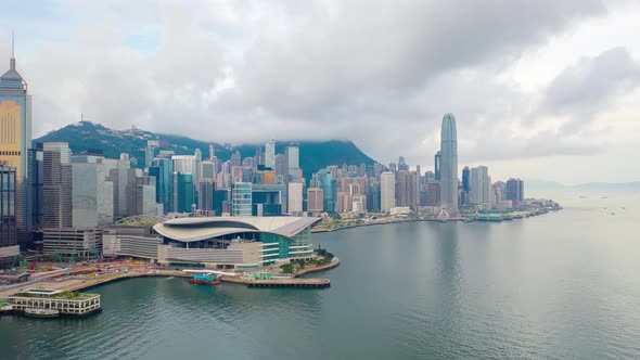 Victoria Harbour in Hong Kong. hyper lapse in hong kong city. alt