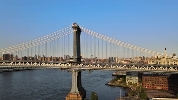 Aerial View of Lower Manhattan New York Over Manhattan Bridge alt