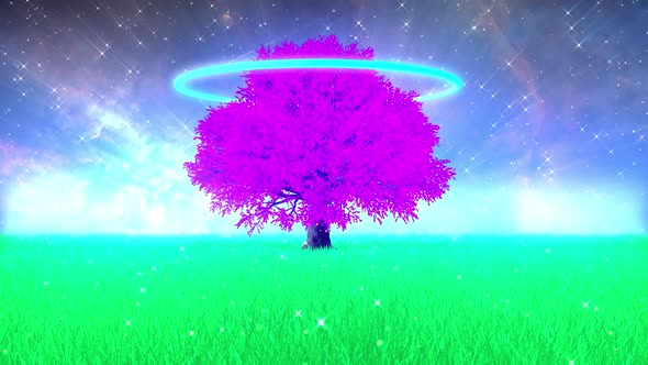 4k Fantasy Nature. Purple Tree