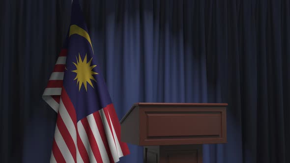 National Flag of Malaysia and Speaker Podium Tribune alt