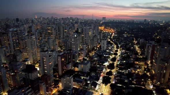 Cityscape aerial landscape of downtown Sao Paulo Brazil. Landmark city. alt