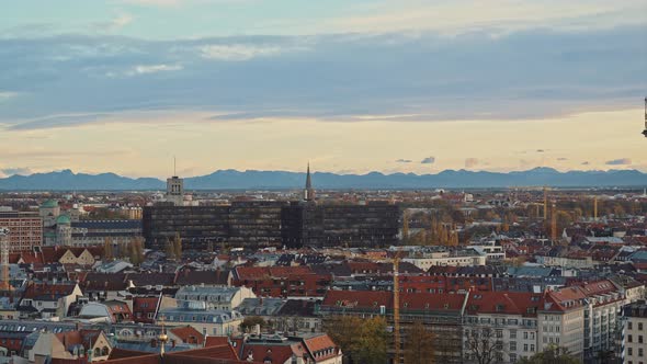 Panoramic View of Munich at Evening, Germany. Munich Is the Capital and Most Populous City of