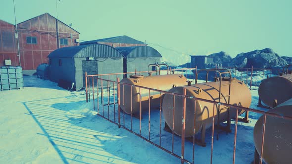 Aerial View of Antarctic Station in Antarctica alt