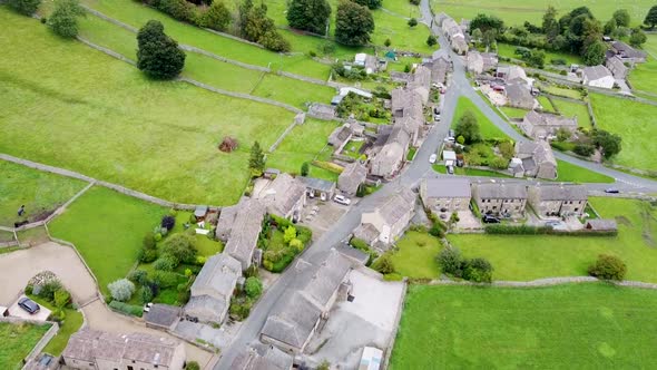 Aerial footage of the beautiful village of Thoralby in the Richmondshire in the UK