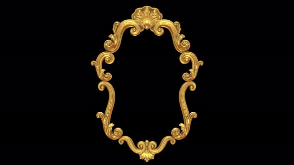 Baroque Gold Frame On Transparent Background Loop