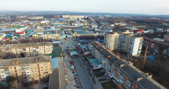 Panoramic Aerial Drone View of City