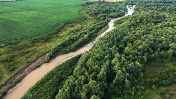 Aerial Drone Flight Through Majestic River Dnister