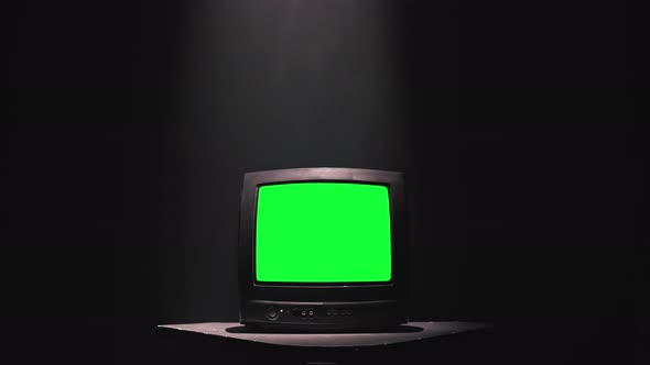 Vintage 80S Tv With Green Screen. Iron Tone. Ready To Replace Green ...