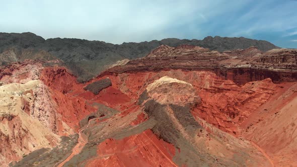 Quebrada De Las Flechas, Argentina. Red Rocks in Southern Andes. Aerial Shot alt