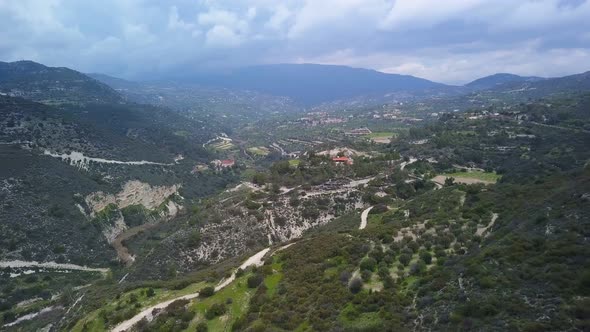 Aerial View of Landscape in Mountains in Cyprus