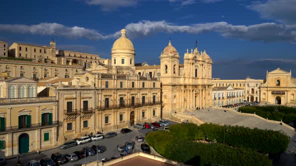 Panning Shot of Noto Old Downtown, Sicily, Italy. , FHD alt