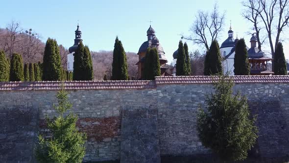 Krehiv Monastery Aerial View Drone, Ukraine