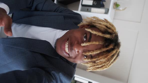 Office Blogger Stylish Black Man Online Conference alt