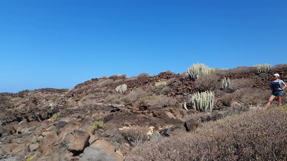 Panning View of Ocean Shore on Tenerife, Spain