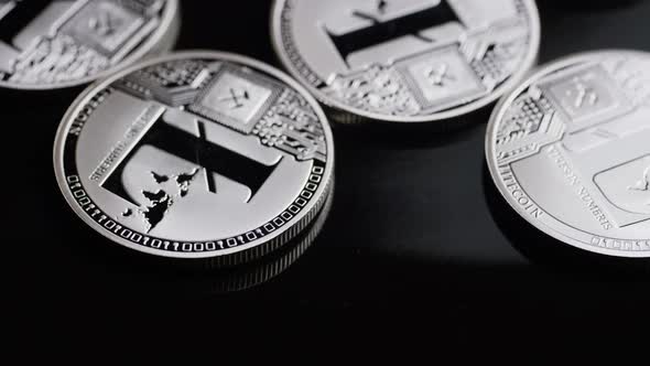 Rotating shot of Bitcoins alt