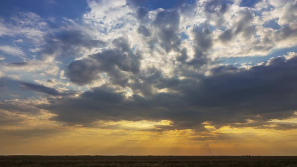 Colorful Sunset Over Steppe