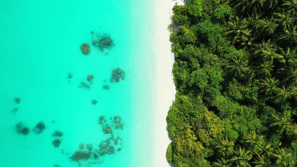 Aerial top down travel of tropical resort beach adventure by blue water and bright sand background o alt