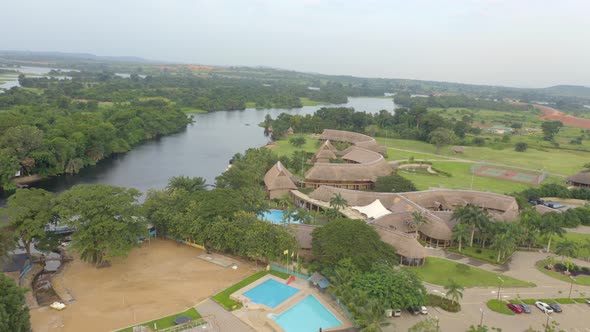Residence along river bank in Ghana alt