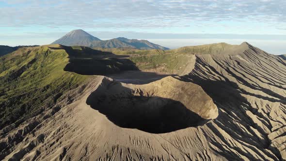 Aerial view of mountain craters from above