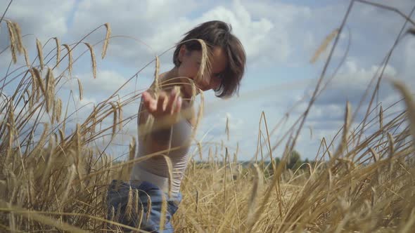 Chic Girl Gesture Invites the Camera To Follow Her alt