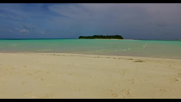 Aerial tourism of relaxing coastline beach voyage by shallow sea and clean sand background of a dayo alt
