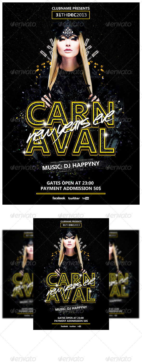 Carnival NYE Flyer - Flyers Print Templates