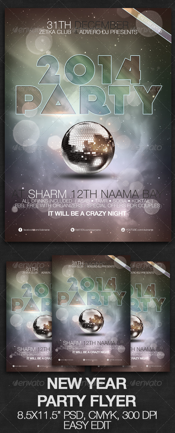 New Year Party Flyer 2 - Flyers Print Templates