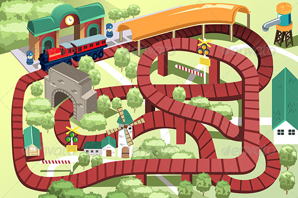 Miniature Toy Train Track - Objects Vectors
