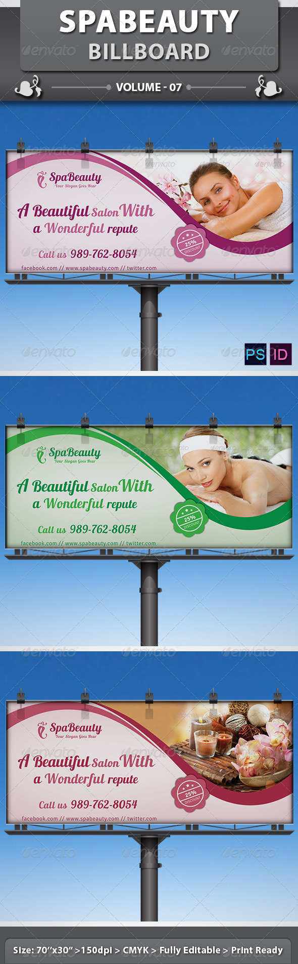 Spa & Beauty Saloon Billboard | Volume 11 - Signage Print Templates
