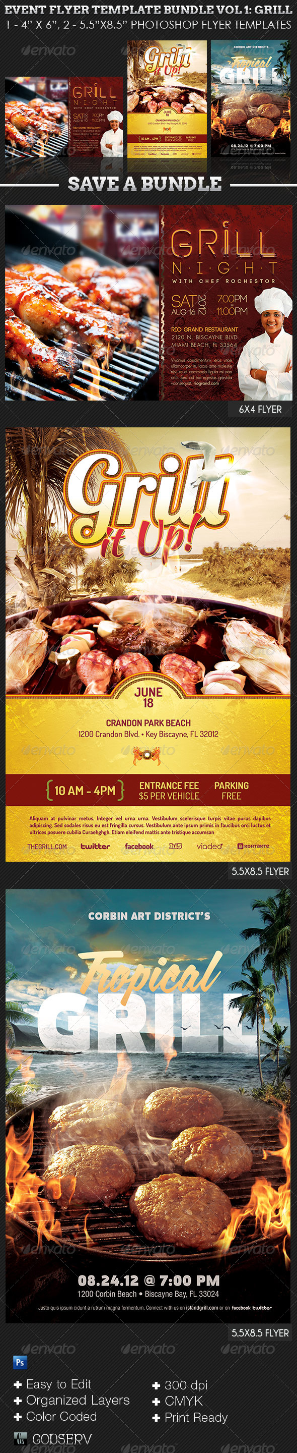 Barbeque Grilling Event Flyer Template Bundle - Events Flyers