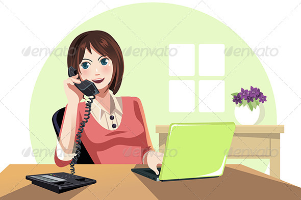 Businesswoman Working in the Office - Business Conceptual