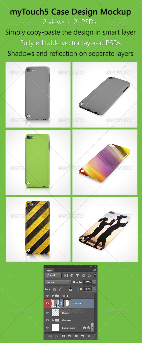 myTouch5 Case Design Mockup - Displays Product Mock-Ups